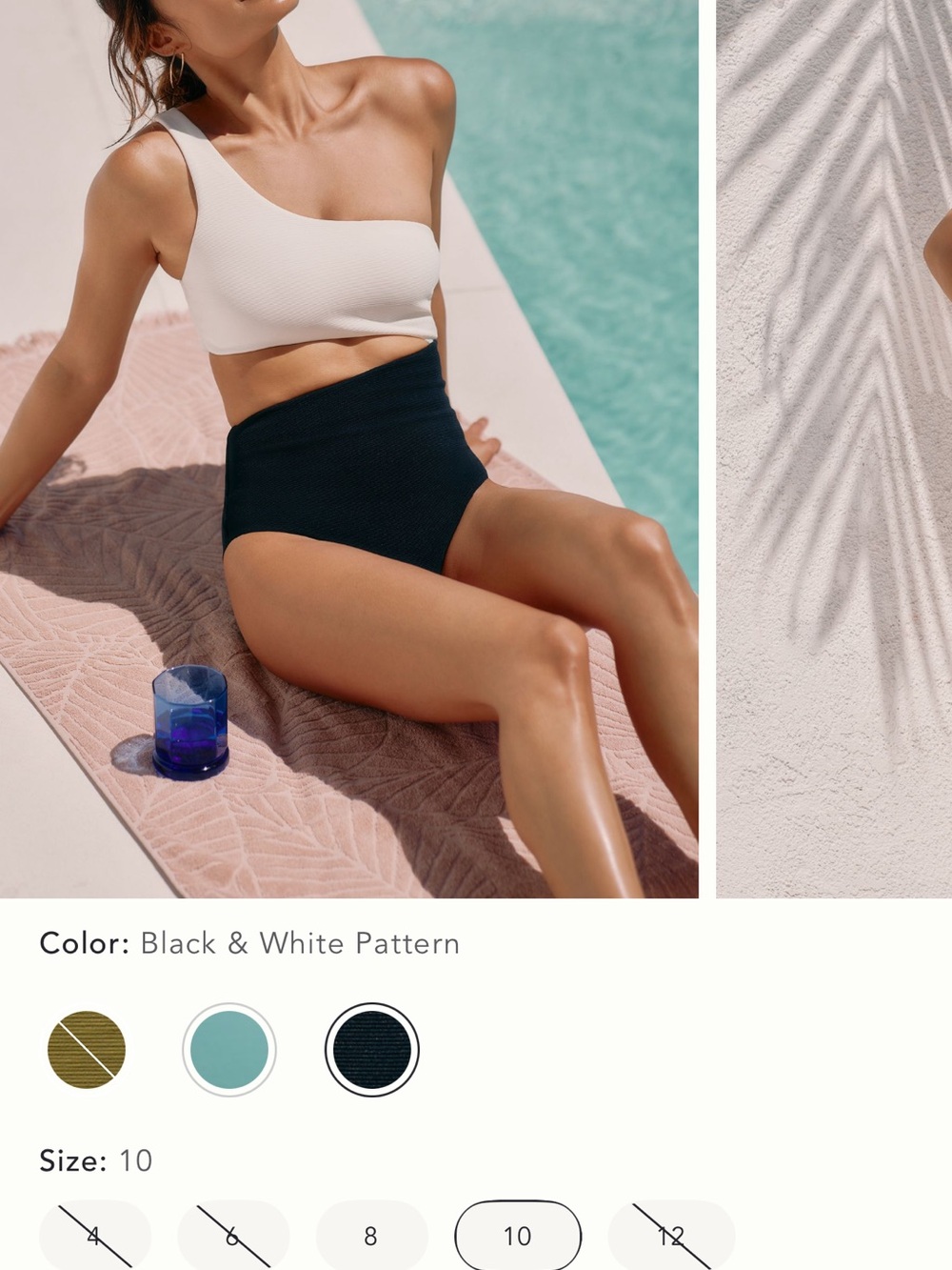 One-Shoulder Black & White High-Waist One-Piece Swimsuit